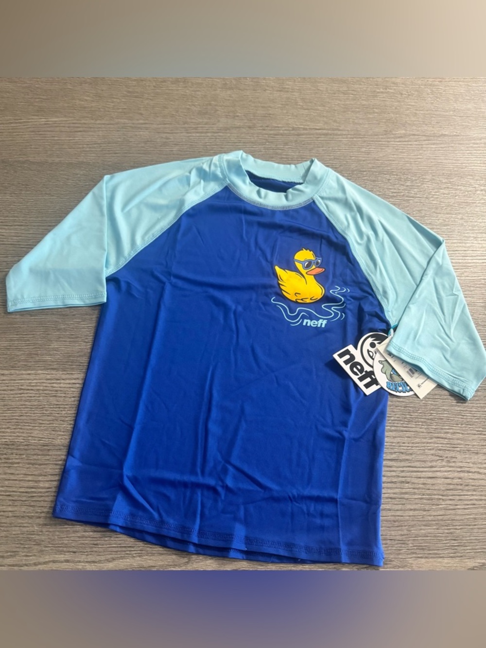 Neff Boys RASHGUARD UPF 50+ Sun Shirt Boys Size L (10-12) Navy/turquoise